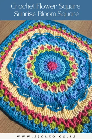 Sunrise Bloom Square crochet flower blanket square