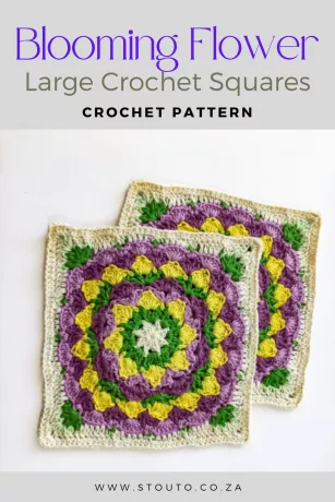 Large Crochet flower blanket square free online pattern