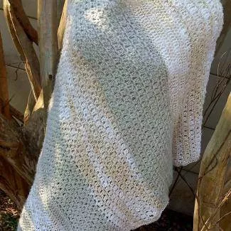 Blanket stitch women crochet poncho