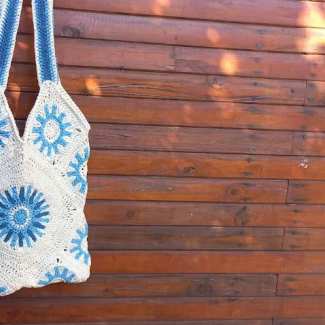 Sun granny square crochet beach bag pattern