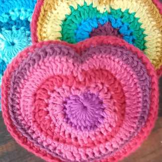 Heart shaped crochet coaster