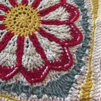 Large granny square pattern gazania blanket square