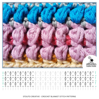 Half double crochet Cluster Stitch Pattern Diagram