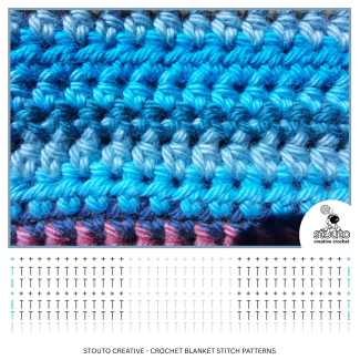 Half double crochet alternating rows stitch diaigram