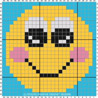 C2C Crochet Emoticon Blush Face Graph and Pattern
