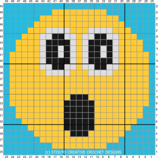 C2C Crochet Emoticon Gasp Face Graph and Pattern