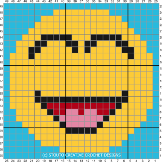 C2C Crochet Emoticon Laugh Face Graph and Pattern