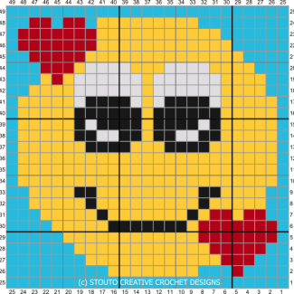 C2C Crochet Emoticon Love Face Graph and Pattern