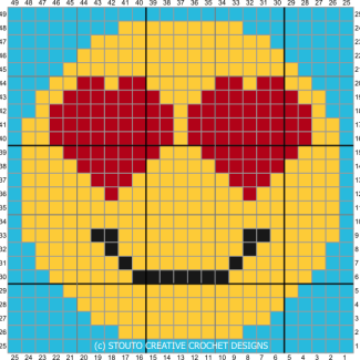 C2C Crochet Emoticon Love Eyes Graph and Pattern