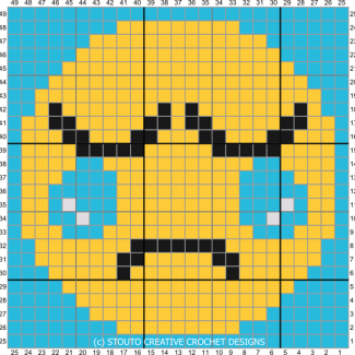 C2C Crochet Emoticon Sad Face Graph and Pattern