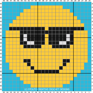 C2C Crochet Emoticon Cool Shades Face Graph and Pattern