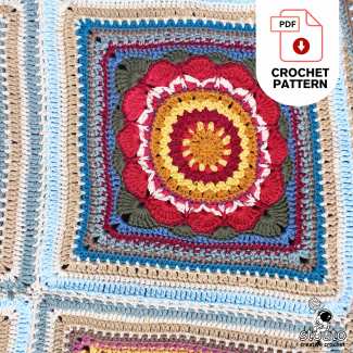Layered flower granny square crochet stitch detail