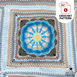 Daisy style textured granny square crochet flower motif