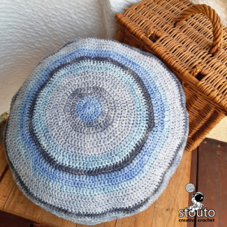 Crochet Home Décor Pillow – Simply Blue Round Cushion