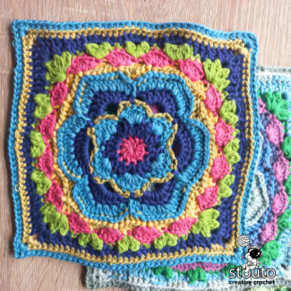 Bold Buttercup flower large granny square pattern finished flat