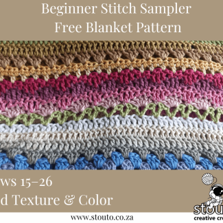 Rows 15–26: Free Beginner Crochet Stitch Sampler Blanket 