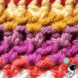 2HDC temperature blanket crochet pattern showing thick textured stitch detail