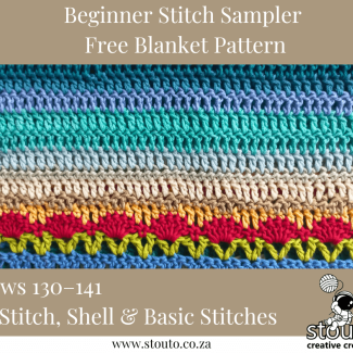 Rows 130–141 – V-Stitch, Shell & Basic Crochet Stitches - Free Stitch Sampler Blanket Pattern for Beginners