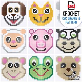 Crochet Adorable Animals C2C Afghan Squares for Your Next Blanket