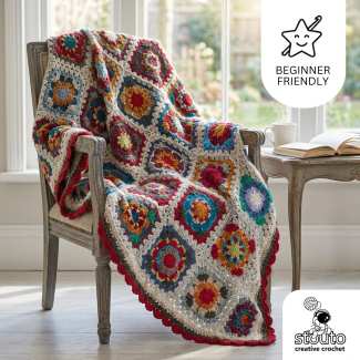 African Daisies Blanket - Small Granny Square Blanket Beginner friendly