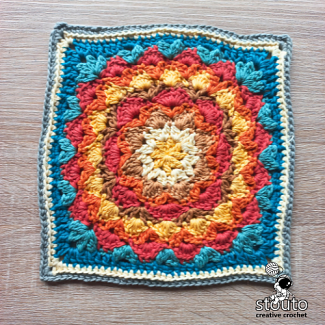 Dahlia flower granny square crochet stitch chart