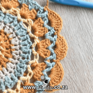 Fynbos Flower Crochet granny square tutorial Row 8