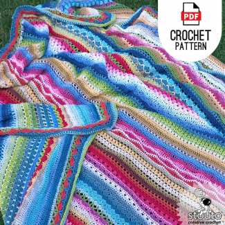 Purchase the pdf version of this beginner crochet stitch sampler blanket pattern