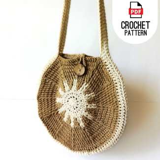 Handmade round crochet bag for summer and beach outings