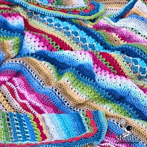 Step by step multi stitch crochet blanket free pattern for beginners