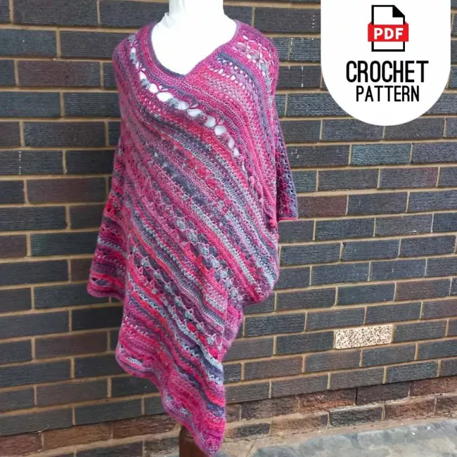 Draped crochet poncho winter fall crochet project
