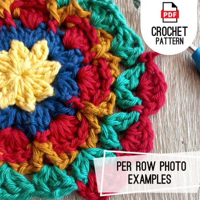 Free crochet flower granny square pattern for creating blankets, cushions, bags, and other floral crochet projects.