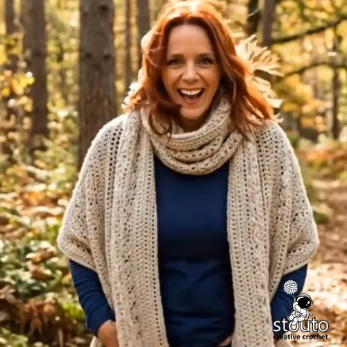 Get ready for Autom with a cozy crochet blanket wrap around scarf