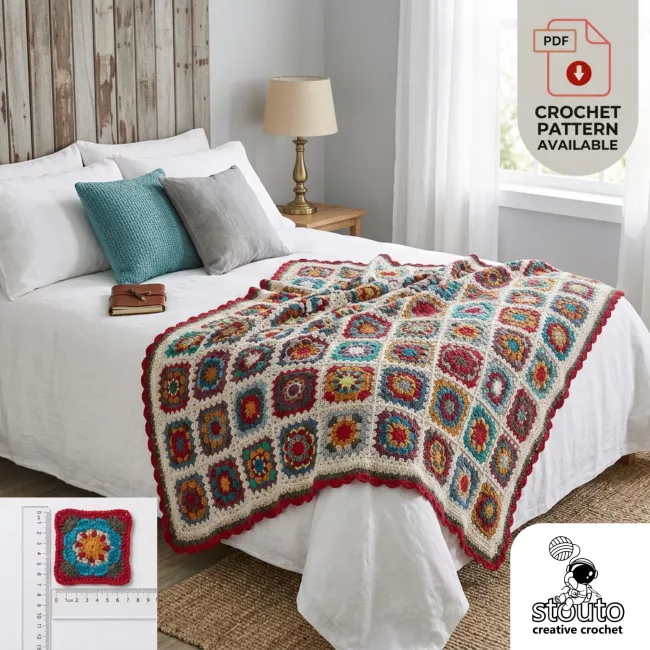 Easy African Daisies Blanket - Small Granny Square Blanket
