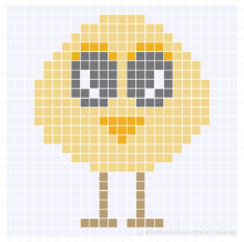 Corner to corner crochet pattern and graph of Cute Baby Chicken