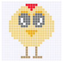 Corner to corner crochet pattern and graph of Cute Baby Rooster