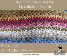Rows 15–26: Free Beginner Crochet Stitch Sampler Blanket 